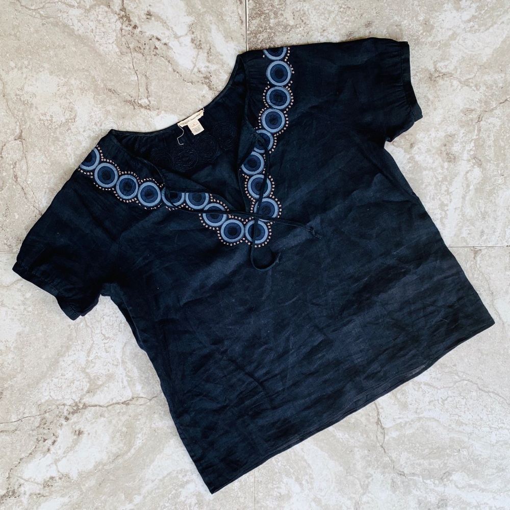 JCREW VINTAGE COLLECTION Embroidered Linen Blouse